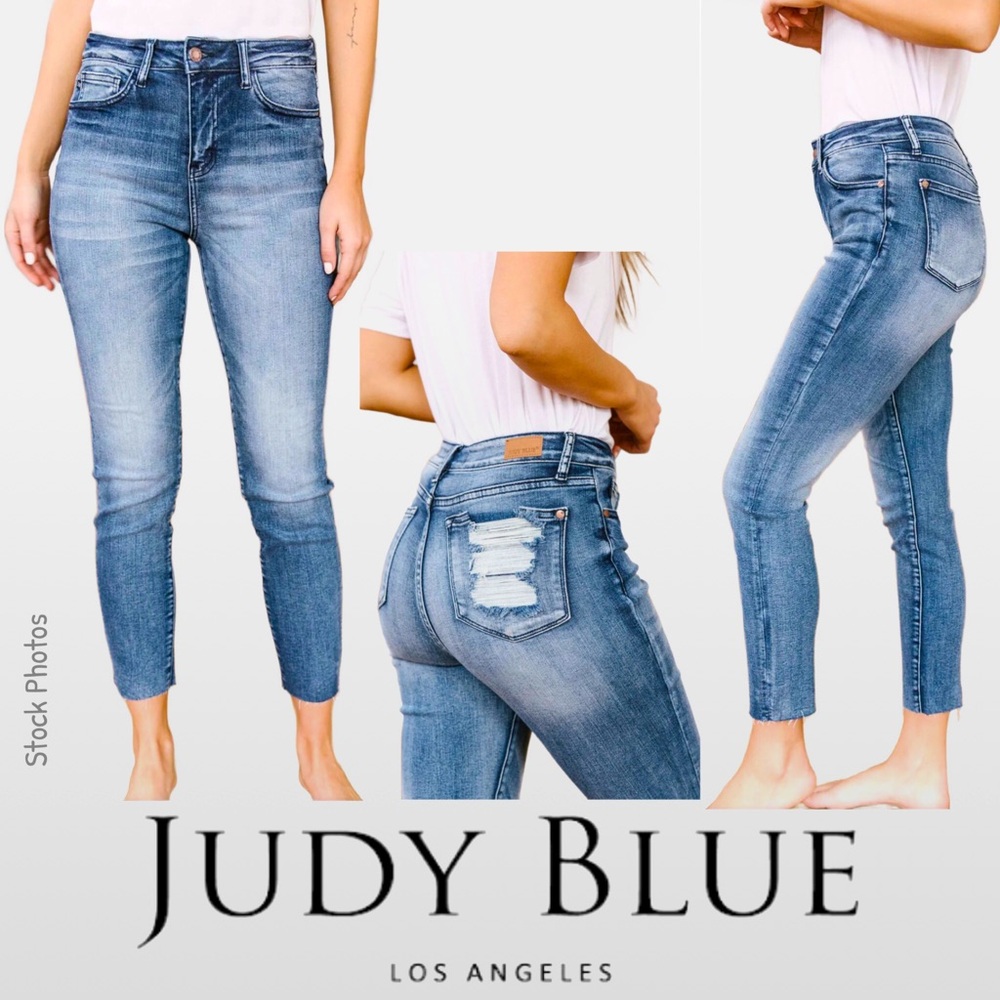 JUDY BLUE High Rise Relaxed Fit Ankle Raw Hem Distressed Crop JB88191 (3/26) - Picture 17 of 17